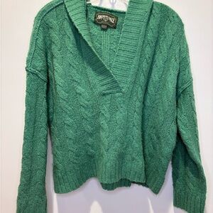American Eagle Outfitters Teal V-Neck Sweater